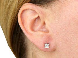 Vintage Princess Cut Stud Diamond Earrings