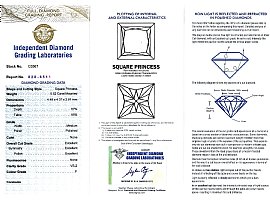 18ct Vintage Princess Cut Stud Diamond Earrings Certification 