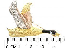 Vintage Gold Bird Brooch with Enamel