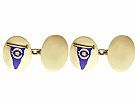 9ct Yellow Gold and Enamel Cufflinks - Vintage 1984