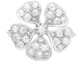 2.75ct Diamond and 9ct White Gold Floral Brooch - Antique Circa 1890
