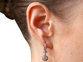 1920s Diamond Drop Earrings Wearing
