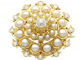 Victorian Gold and Pearl Pendant Brooch