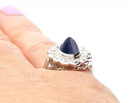 Wearing Blue Sapphire Cabochon Ring