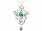 3.53ct Emerald and 5.89ct Diamond, 14ct Yellow Gold Pendant / Brooch - Antique Russian Circa 1900