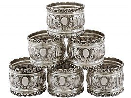 Edwardian Repousse Scroll Cherub Napkin Ring Sterling Silver 1902 Birmingham 