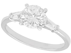 1.38 ct Diamond and 18 ct White Gold Solitaire Ring - Art Deco Style - Contemporary Circa 2000
