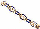 Seed Pearl and Enamel, 21 ct Yellow Gold Gate Bracelet - Antique Circa 1890