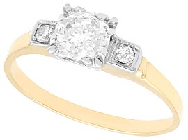 0.65 ct Diamond and 14 ct Yellow Gold Solitaire Ring - Vintage Circa 1940