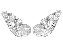 3.25ct Diamond and 9ct White Gold Earrings - Art Deco - Antique Circa 1935