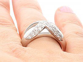 1980s Unisex Diamond Ring on the Finger