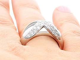 1980s Unisex Diamond Ring on the Finger