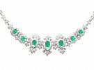 9.39ct Diamond and 4.10ct Emerald, 14ct White Gold Necklace - Vintage Circa 1940