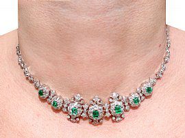 Wearing Statement Emerald Necklace with Diamonds