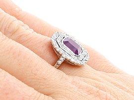 Amethyst and Diamond Ring on the Finger