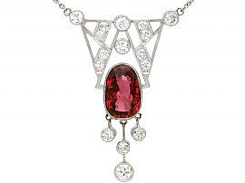 Art Deco Garnet and Diamond Pendant Necklace