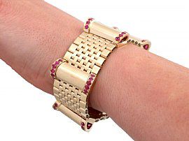 Ruby and Yellow Gold Bracelet on Wrist
