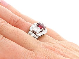 Certified Ruby Ring with Diamonds Wearing