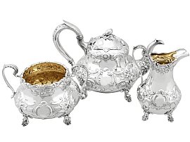 Sterling Silver Three Piece Tea Service - Antique Victorian (1847); C4100