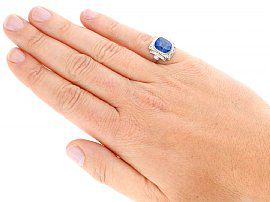 Wearing an Art Deco Ceylon Sapphire Ring