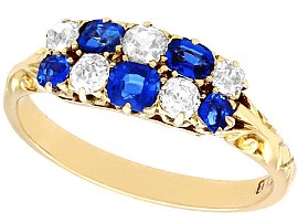 0.80ct Sapphire and 0.62ct Diamond, 18 ct Yellow Gold Dress Ring - Antique Circa 1890