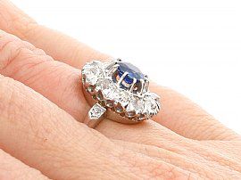 Antique Basaltic Sapphire Ring on Finger