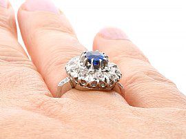 Antique Basaltic Sapphire Ring on Hand