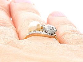 Certified Pearl and Diamond Ring Wearing