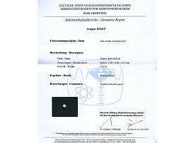 Certified Pearl and Diamond Ring Certificate
