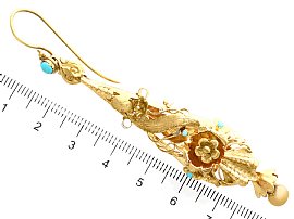 Georgian Gold Earrings with Turquoise Ruler