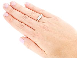 1.66 Carat Diamond Trilogy Ring Wearing 