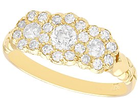 1.01 ct Diamond and 18 ct Yellow Gold Trilogy Cluster Ring - Antique Circa 1910