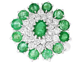 3.29 ct Emerald and 1.75 ct Diamond, 18 ct White Gold Dress Ring - Vintage 1975