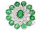 3.29 ct Emerald and 1.75 ct Diamond, 18 ct White Gold Dress Ring - Vintage 1975