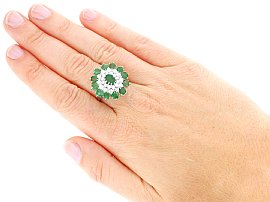 Large Emerald and Diamond Cocktail Ring Wearing
