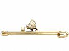 Seed Pearl, 14 ct Yellow Gold and Silver Chick Bar Brooch - Antique Victorian