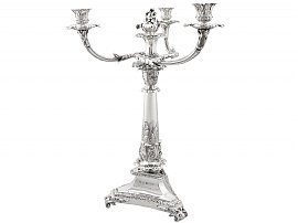 Sterling Silver Three Light Candelabrum Centrepiece - Antique George IV; C4198