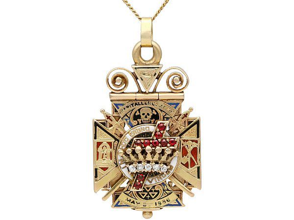 Freemasonry/Masons/Masonic Enamel Pair of Knights Templar Silver Commemoratives 