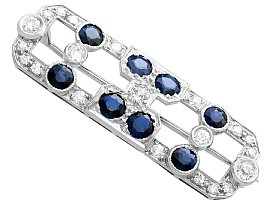 Antique White Gold Sapphire Brooch
