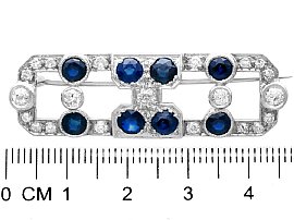 Antique White Gold Sapphire Brooch