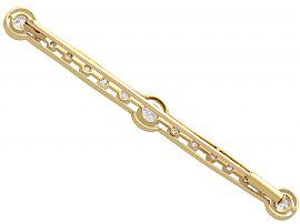 Antique Gold Bar Brooch with Diamonds