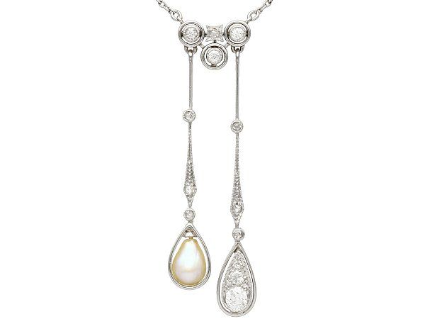 Pearl and Diamond Double Drop Pendant