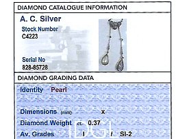 Pearl and Diamond Double Drop Pendant Grading Card