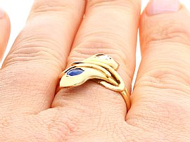 Wearing Edwardian Snake Ring in Gold 
