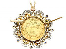 French Coin Pendant Necklace