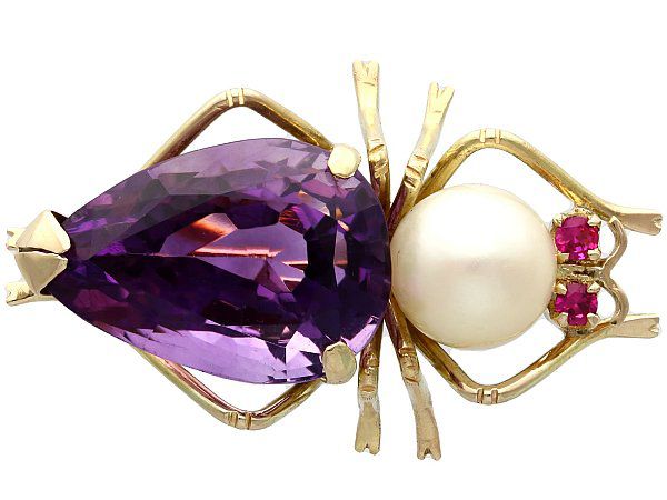 Amethyst Insect Brooch