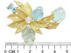 Floral Aquamarine Brooch with Ruler