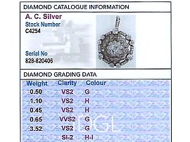 Large Victorian Diamond Pendant Grading Card