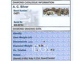 gemstone cufflinks grading card