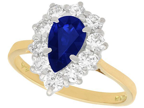 Pear Cut Sapphire Cluster Ring